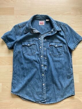 Levi's Blue Short-Sleeve Denim Western Shirt